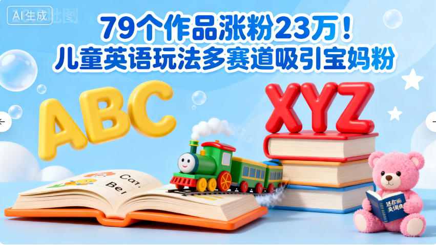 79个作品涨粉23w！儿童英语玩法多赛道吸引宝妈粉-青心网创站