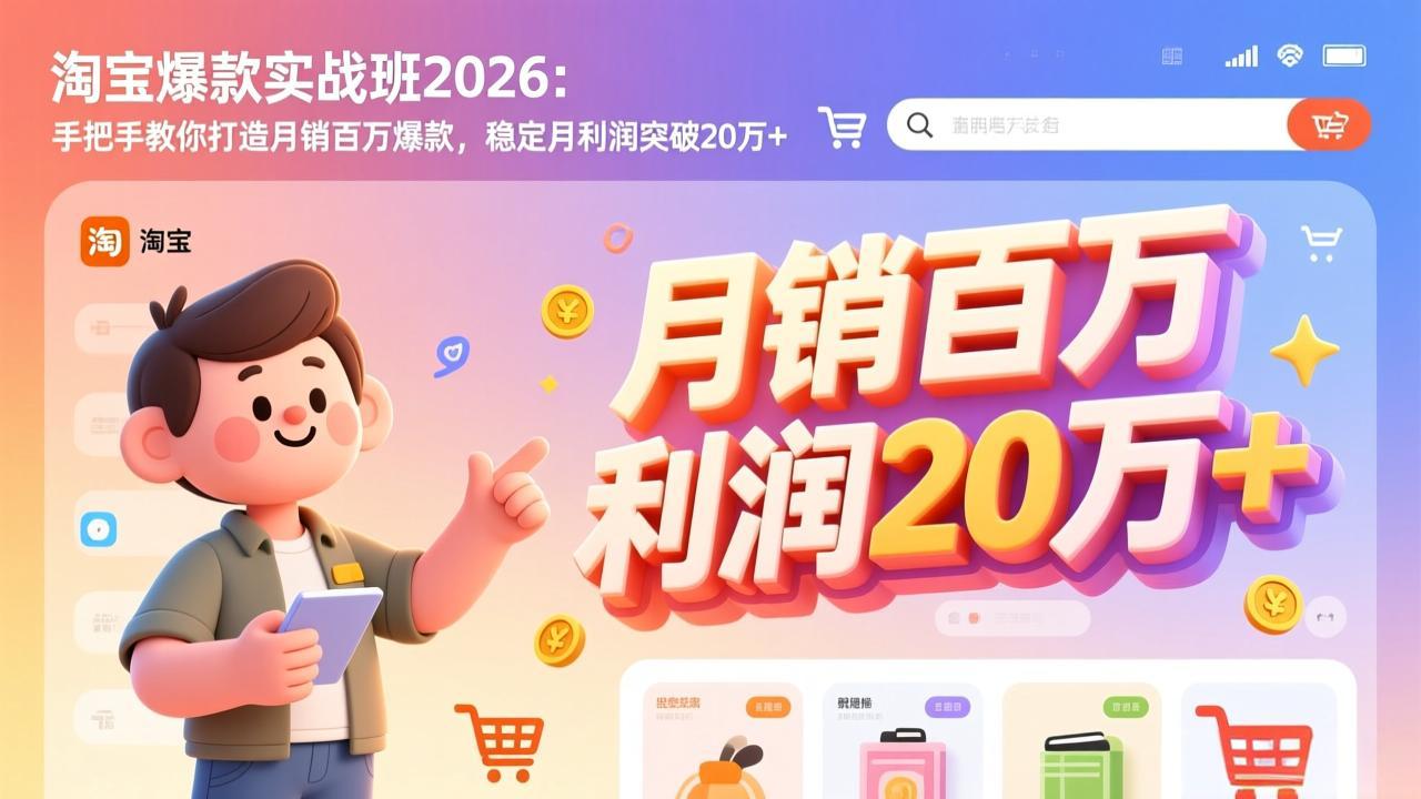 淘宝爆款实战班-2026年2月更新:手把手教你打造月销百万爆款,稳定月利润突破20万+青心网创青心网创站