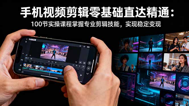 手机视频剪辑零基础直达精通：100节实操课程掌握专业剪辑技能，实现稳…-青心网创站