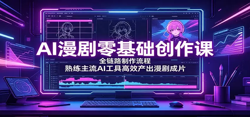 AI漫剧零基础创作课：全链路制作流程，熟练主流AI工具高效产出漫剧成片|青心网创站