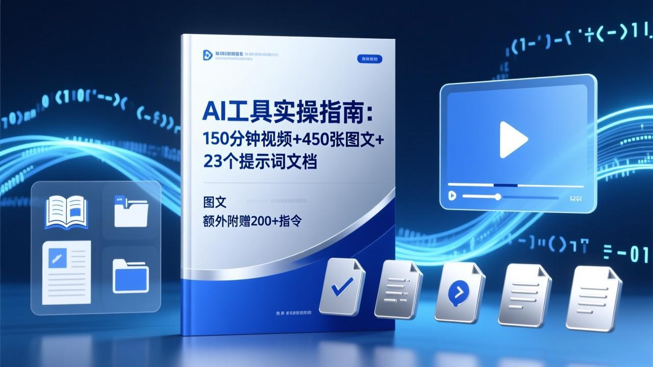 AI工具实操指南：150分钟视频+450张图文+23个提示词文档，额外附赠200+指令青心网创青心网创站