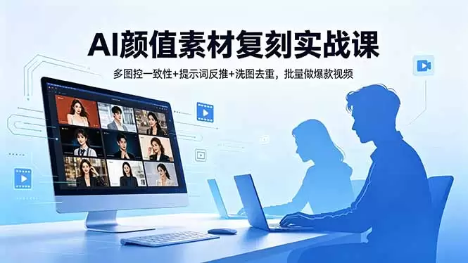 AI颜值素材复刻实战课，多图控一致性+提示词反推+洗图去重，批量做爆款视频|青心网创站