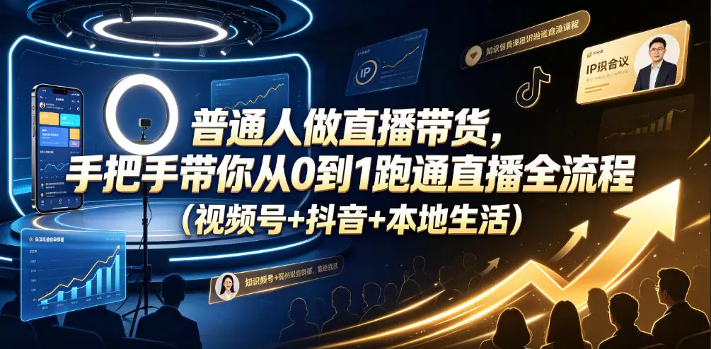 普通人做直播带货，手把手带你从0到1跑通直播全流程（视频号+抖音+本地生活）|青心网创站