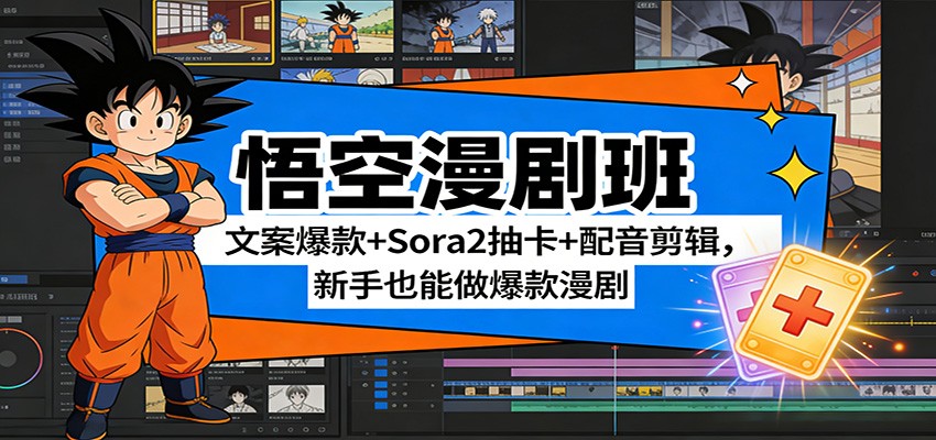 悟空漫剧班：文案爆款+Sora2抽卡+配音剪辑，新手也能做爆款漫剧青心网创青心网创站