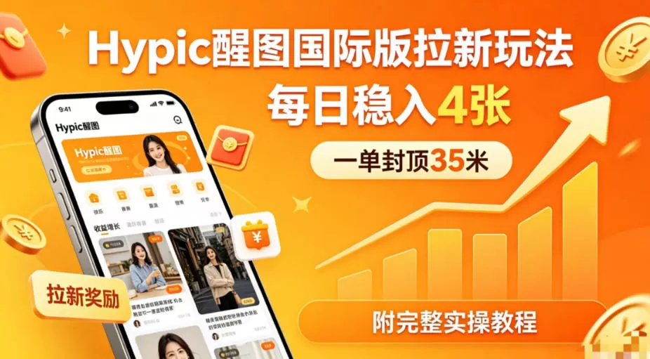 一单封顶35米，实测Hypic醒图国际版拉新玩法，每日稳入4张（附完整实操教程）|青心网创站