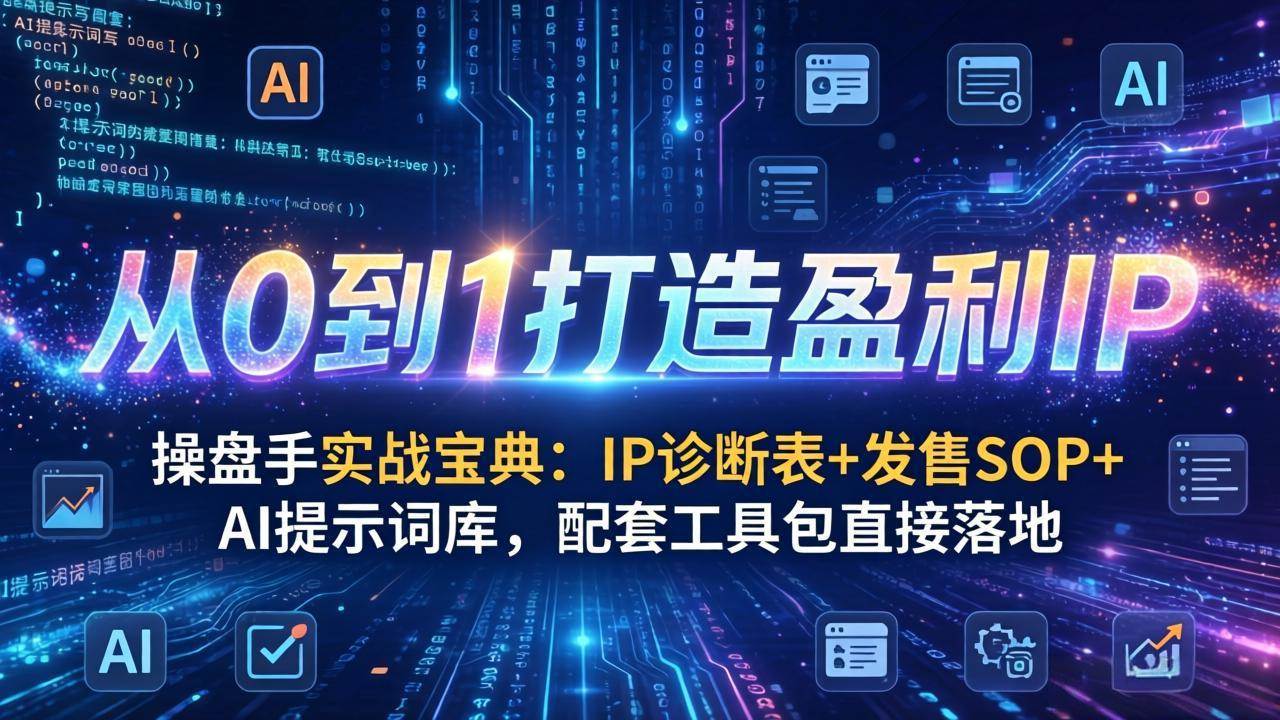 （17593期）操盘手实战宝典：IP诊断表+发售SOP+AI提示词库，配套工具包直接落地，从0到1打造盈利IP青心网创青心网创站