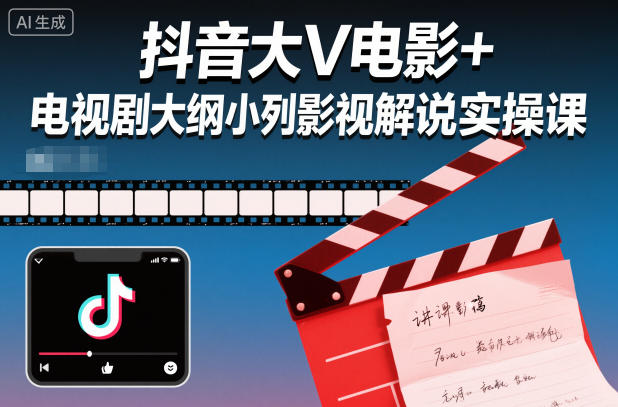抖音大V电影+电视剧大纲小列影视剧解说实操课-青心网创站