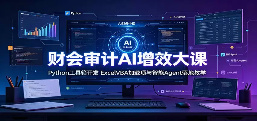 财会审计AI增效大课：Python工具箱开发，ExcelVBA加载项与智能Agent落地教学|青心网创站