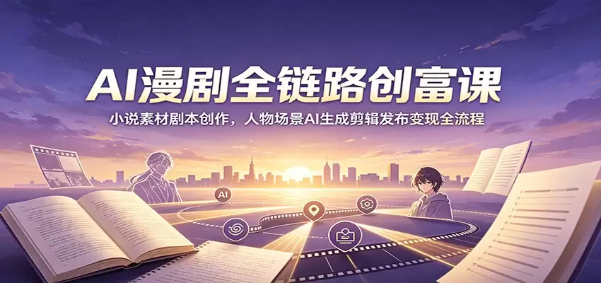 AI漫剧全链路创富课：小说素材剧本创作，人物场景AI生成剪辑发布变现全流程|青心网创站