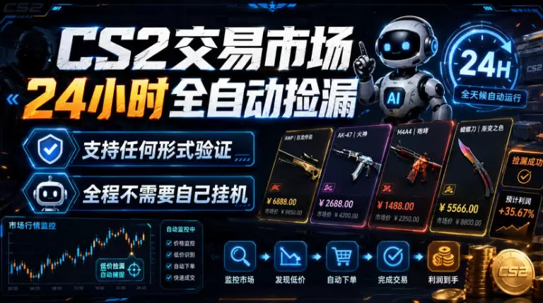 CS2交易市场24小时全自动捡漏，专注此项目多年，视频登各种方式验证，欢迎咨询，全程只需自己的手机就可完成所有操作【揭秘】|青心网创站
