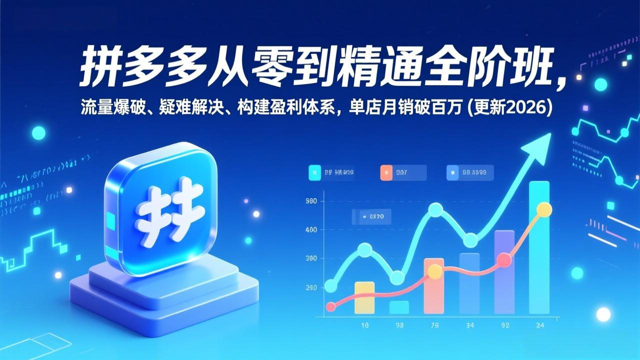 拼多多从零到精通全阶班，流量爆破、疑难解决，构建盈利体系，单店月销破百万(更新2026青心网创青心网创站