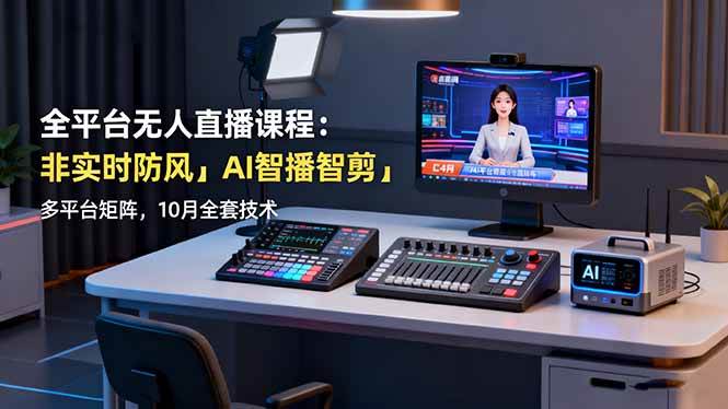 （16279期）全平台无人直播课程：非实时防风＋AI智播智剪＋多平台矩阵，10月全套技术-青心网创站