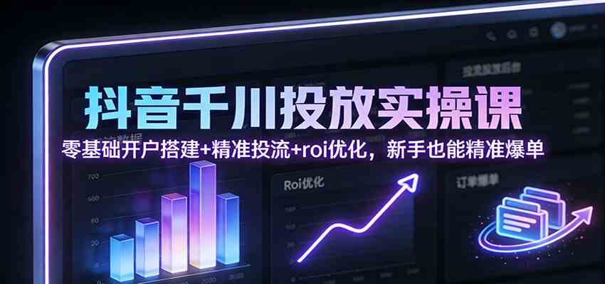 抖音千川投放实操课：零基础开户搭建+精准投流+roi优化，新手也能精准爆单青心网创青心网创站
