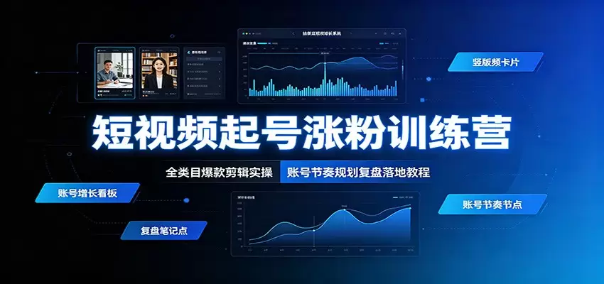 短视频起号涨粉训练营：全类目爆款剪辑实操，账号节奏规划复盘落地教程|青心网创站