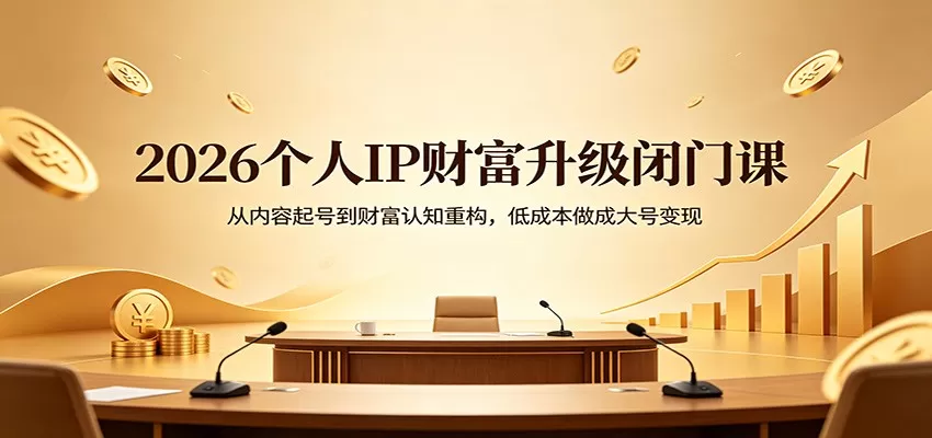 2026个人IP财富升级闭门课：从内容起号到财富认知重构，低成本做成大号变现|青心网创站