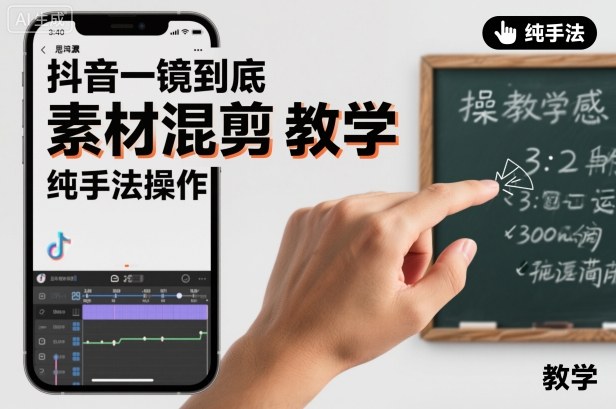 抖音一镜到底素材混剪教学，纯手法操作-青心网创站