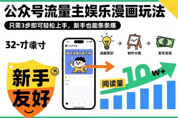 公众号流量主娱乐漫画玩法,只需3步即可轻松上手,新手也能条条爆-青心网创站