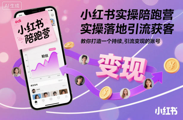 小红书实操陪跑营，实操落地引流获客，教你打造一个持续引流变现的账号-青心网创站