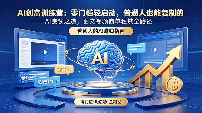 AI创富训练营：零门槛轻启动，普通人也能复制的AI赚钱之道，图文视频商单私域全路径|青心网创站