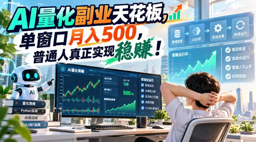 AI量化副业天花板，单窗口月入500，普通人真正实现稳賺！【揭秘】 - 青心资源站