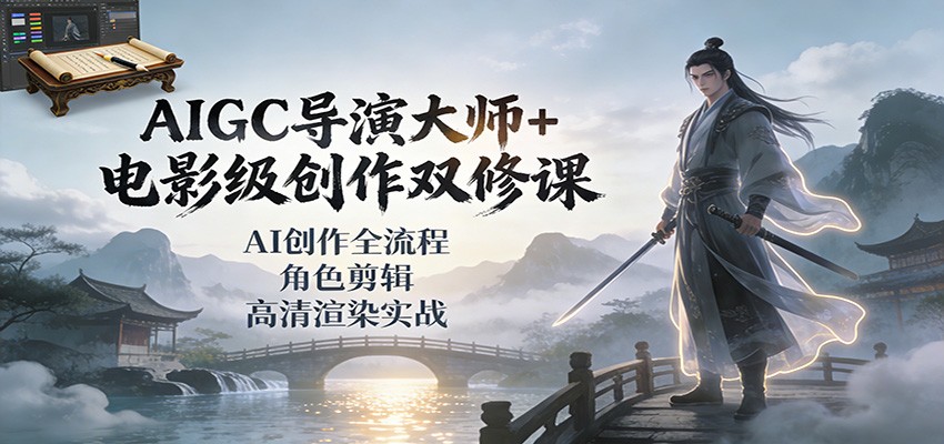 AIGC导演大师+电影级创作双修课:AI创作全流程、角色剪辑、高清渲染实战青心网创青心网创站