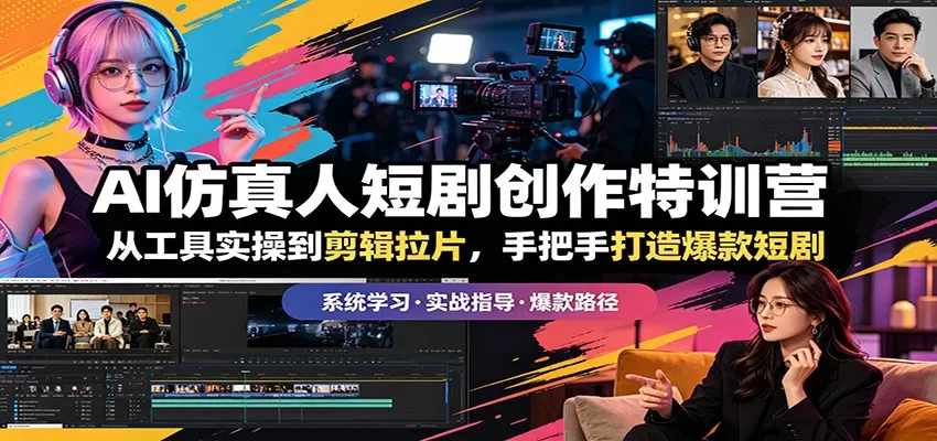 AI仿真人短剧创作特训营：从工具实操到剪辑拉片，手把手打造爆款短剧|青心网创站
