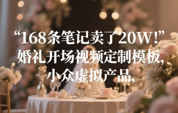 168条笔记卖了20W!婚礼开场视频定制模板,小众虚拟产品青心网创青心网创站