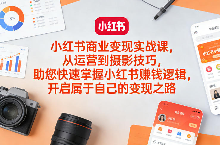 小红书商业变现实战课，从运营到摄影技巧，助您快速掌握小红书賺钱逻辑，开启属于自己的变现之路青心网创青心网创站