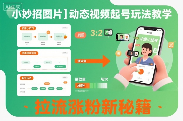小妙招图片＋动态视频起号玩法教学，拉流涨粉新秘籍-青心网创站