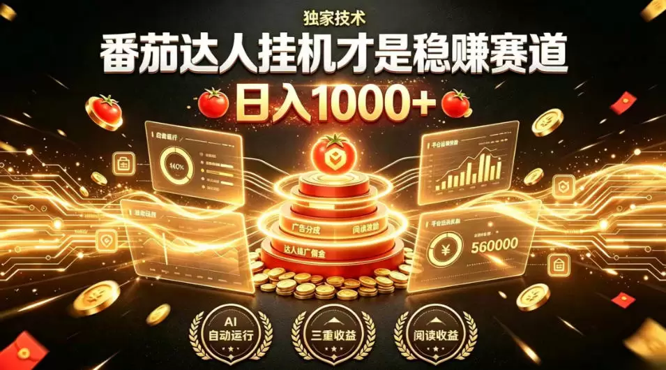 别再瞎找副业！番茄达人挂G才是稳賺赛道，日入1000+，全程傻瓜式操作，可矩阵放大【揭秘】|青心网创站