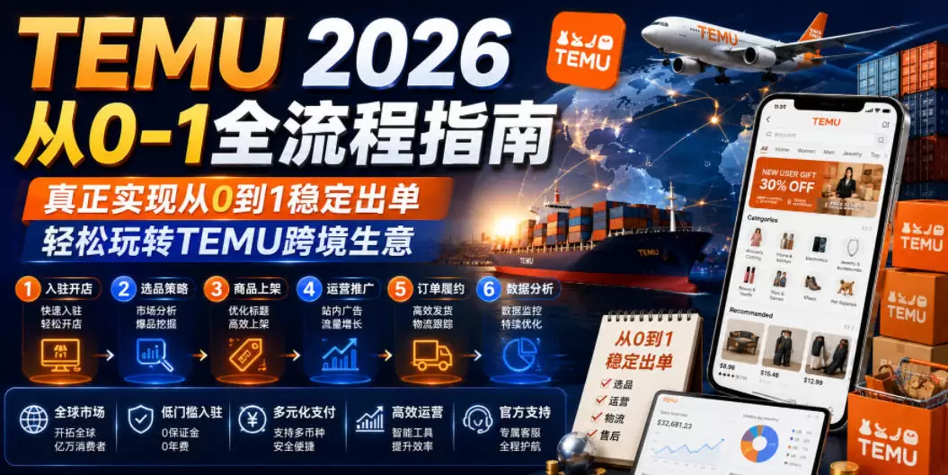 TEMU 2026从0-1全流程指南，真正实现从0到1稳定出单，轻松玩转TEMU跨境生意|青心网创站