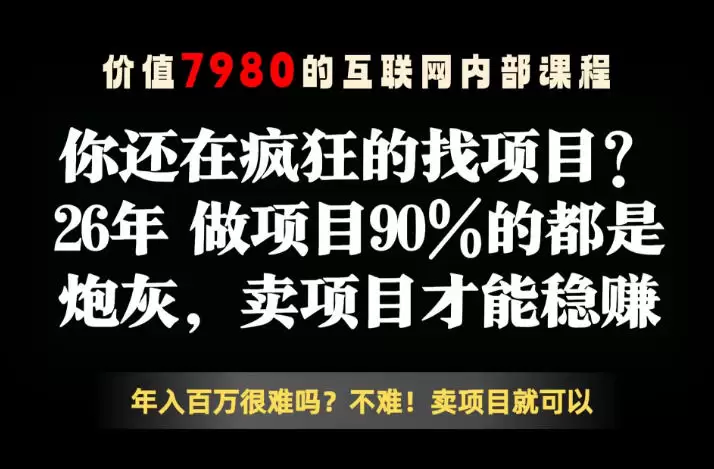26年请不要疯狂的找项目了，卖项目远比你想象的暴利，你也可以月入10W+【揭秘】|青心网创站