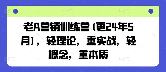 老A营销训练营(更25年10月),轻理论,重实战,轻概念,重本质-青心网创站