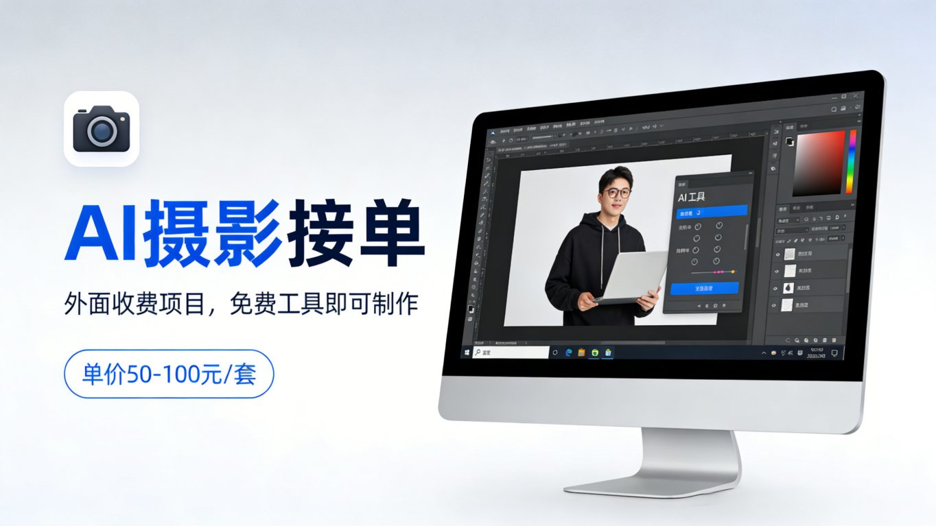 外面收费项目,AI摄影接单,免费工具就可以做,单价50-100一套|青心网创站