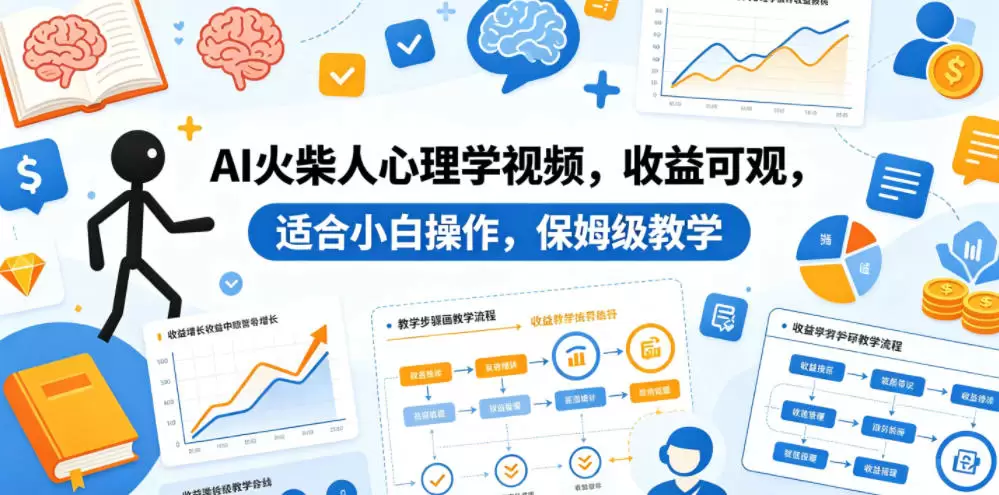 AI火柴人心理学视频，收益可观，适合小白操作，保姆级教学|青心网创站