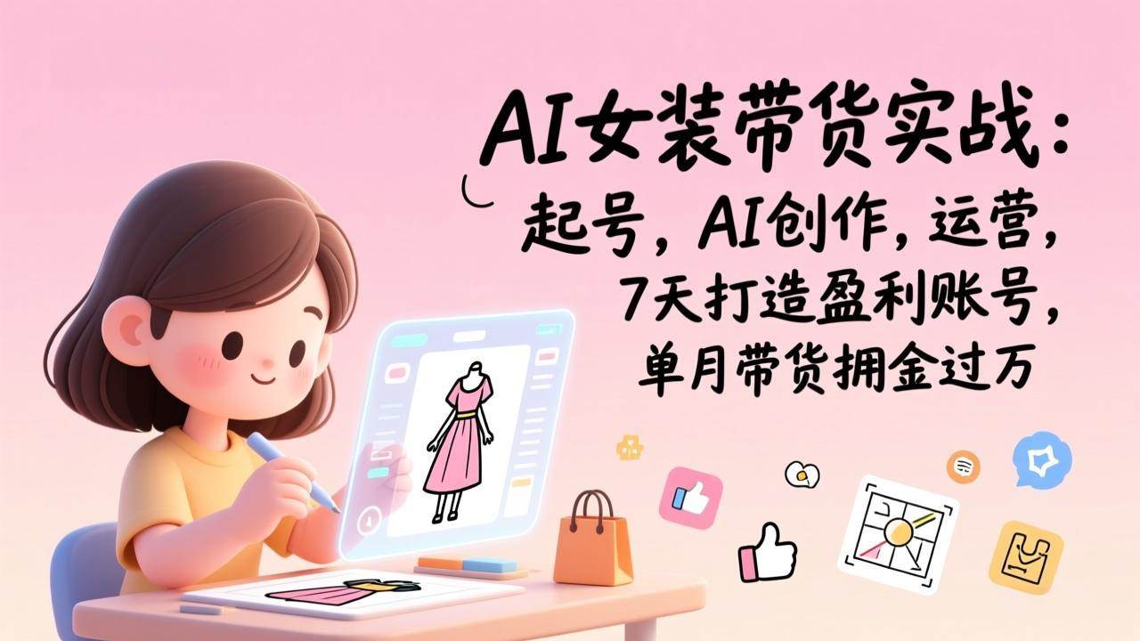 （17088期）AI女装带货实战：起号，AI创作，运营，7天打造盈利账号，单月带货佣金过万青心网创青心网创站