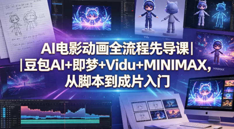 AI电影动画全流程先导课｜豆包AI+即梦+Vidu+MINIMAX，从脚本到成片入门|青心网创站
