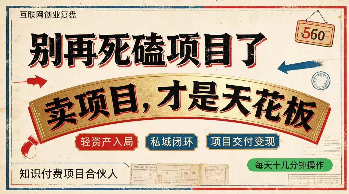 做项目不如卖项目，做知识付费自己当老板，普通人死磕项目賺钱，聪明人贩卖项目认知賺钱【揭秘】 - 青心资源站