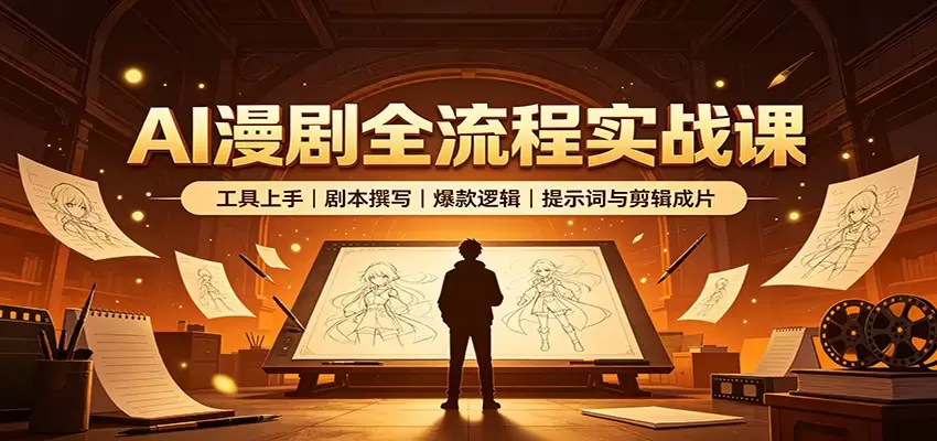 AI漫剧全流程实战课：工具上手、剧本撰写、爆款逻辑、提示词与剪辑成片|青心网创站