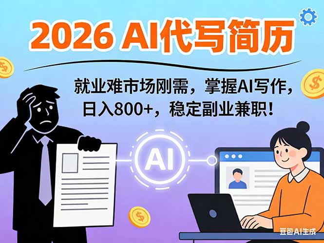 AI代写简历，超暴利，用万能模板月入1-3万实战教程，2026年市场刚需！青心网创青心网创站
