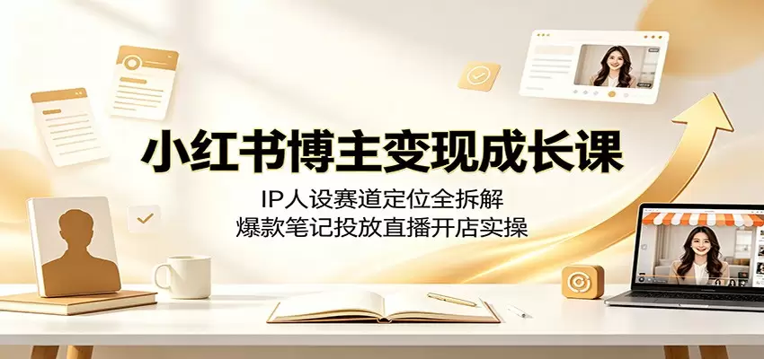 小红书博主变现成长课：IP人设赛道定位全拆解，爆款笔记投放直播开店实操|青心网创站
