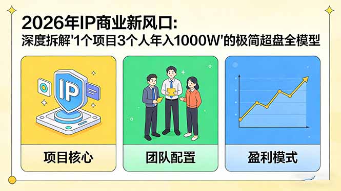 2026年IP商业新风口:深度拆解“1个项目3个人年入1000W”的极简超盘全模型|青心网创站