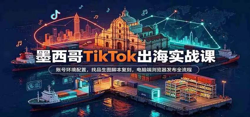 墨西哥TikTok出海实战课：账号环境配置，找品生图脚本复刻，电脑端浏览器发布全流程 - 青心资源站