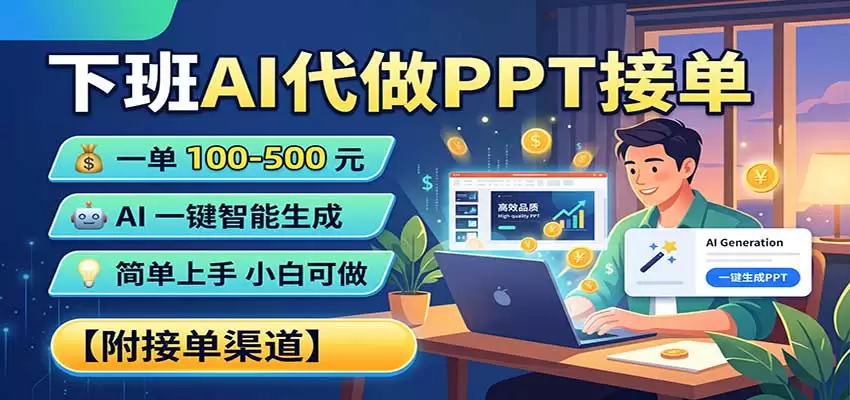 下班AI代做PPT接单，一单100-500，AI一键生成，小白也能做，附接单渠道 - 青心资源站