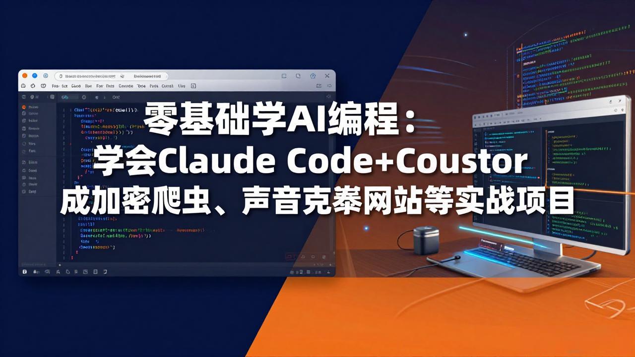 零基础学AI编程:学会Claude Code+Cursor完成加密爬虫、声音克隆网站等实战项目|青心网创站