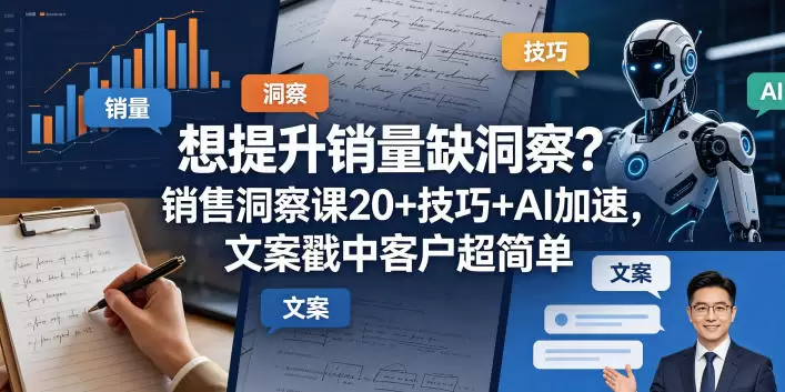 想提升销量缺洞察？销售洞察课20+技巧+AI加速，文案戳中客户超简单【原创双语字幕】|青心网创站