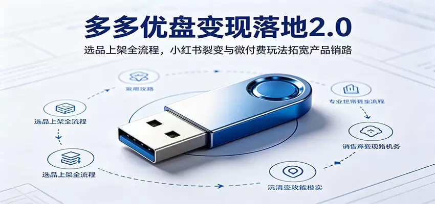 多多优盘变现落地2.0：选品上架全流程，小红书裂变与微付费玩法拓宽产品销路|青心网创站