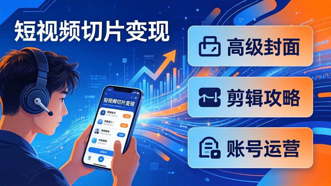 短视频切片变现速成班2.0：高级封面+剪辑攻略+账号运营，0基础小白快速入局副业|青心网创站