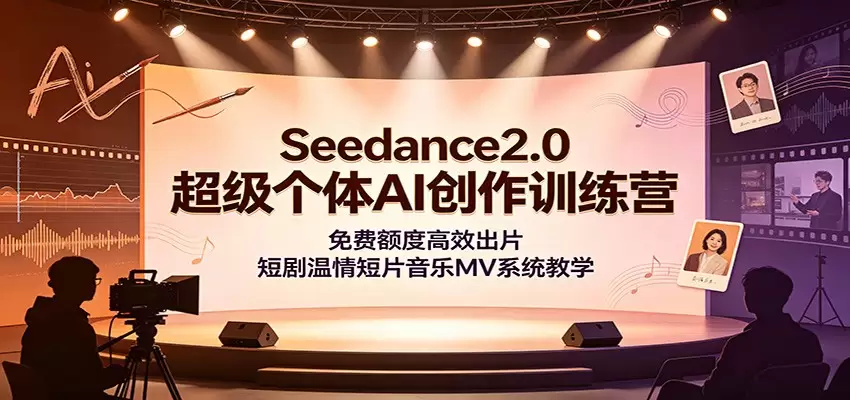 Seedance2.0超级个体AI创作训练营：免费额度高效出片，短剧温情短片音乐MV系统教学|青心网创站