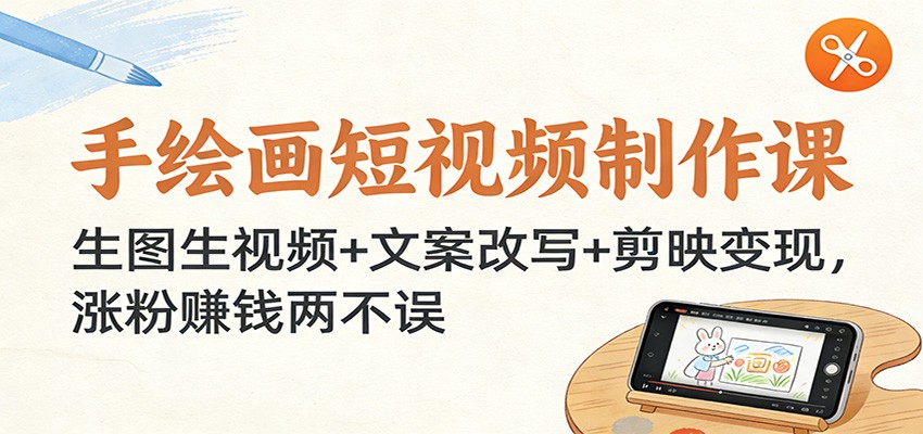 手绘画短视频制作课：生图生视频+文案改写+剪映变现，涨粉赚钱两不误青心网创青心网创站